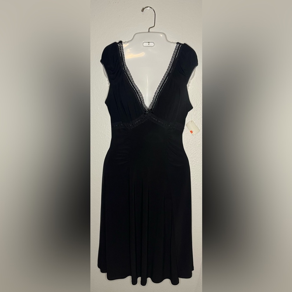 Fire Los Angeles Black Lace Trim Midi Dress – Size M (NWT) 🖤